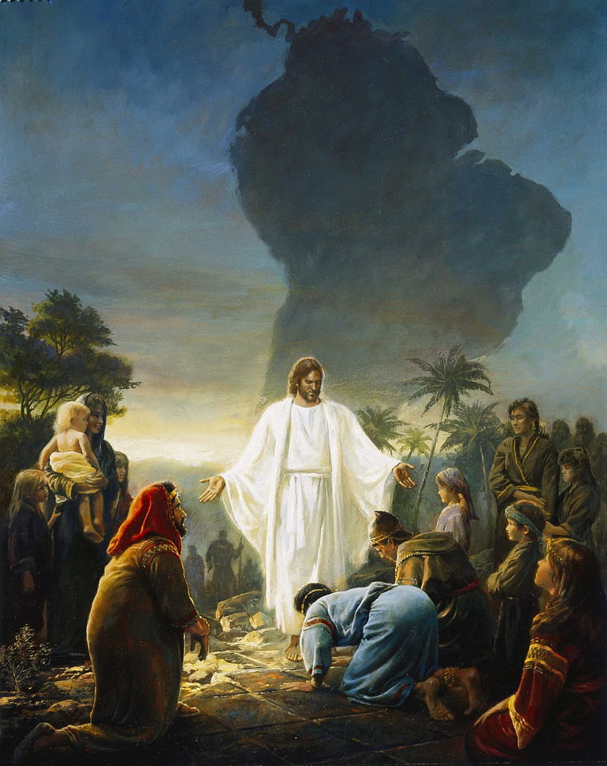 Исус с хората, Библейско изкуство HD тапет за телефон