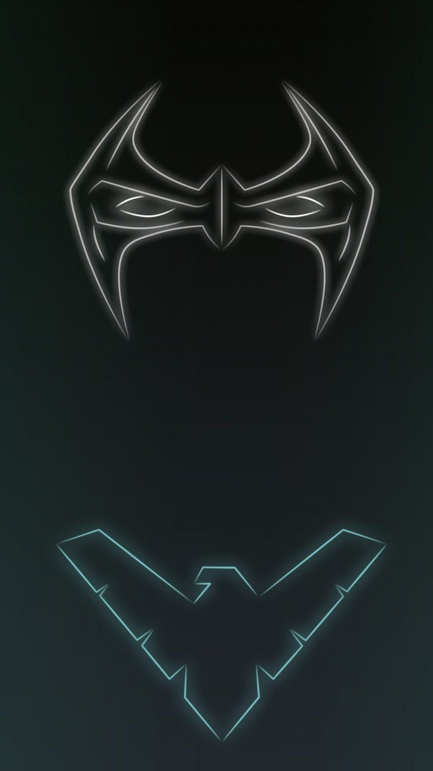 Two Batman logos, superhero, neon, neon lights HD phone wallpaper