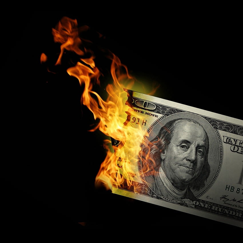 3D Money On Fire - Geld Benjamin Franklin Burn -, brennendes Geld HD-Handy-Hintergrundbild