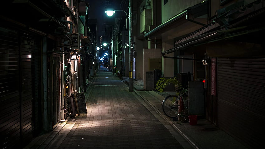 교토 일본 거리 밤 시간 도시 주택 HD 월페이퍼