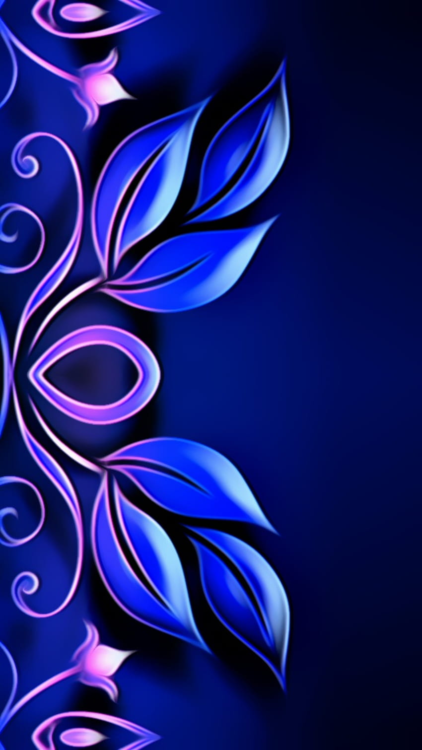 Flowers blue amoled , digital, beautiful, art, pink, pretty, cool, design,  layers, pattern, abstract HD phone wallpaper | Pxfuel