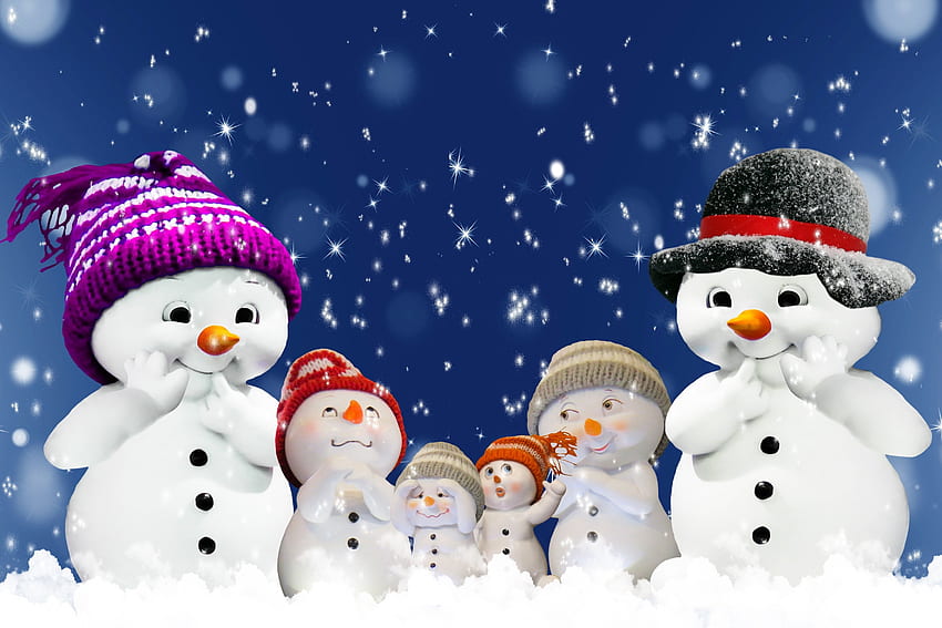 Manusia salju, iarna, musim dingin, manusia salju, craciun, natal, kartu, tahun baru Wallpaper HD