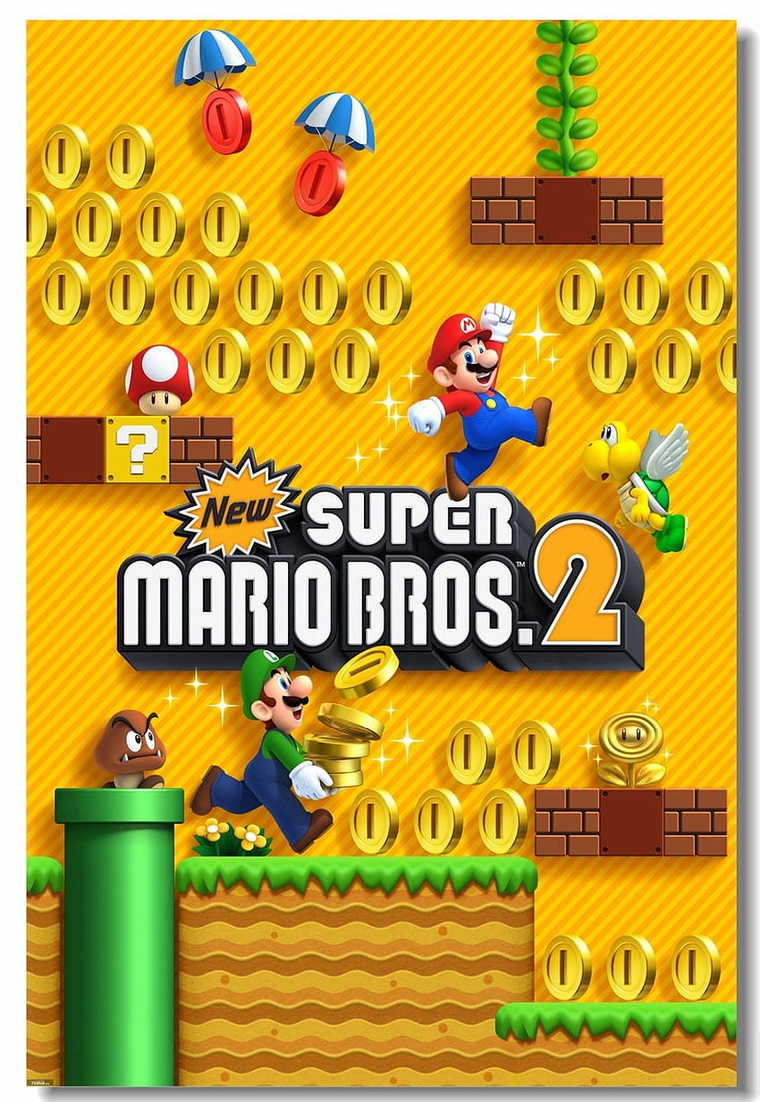 Benutzerdefinierte Leinwand Wanddekoration Super Mario Bros 2 Poster Super Mario Bros U Wandaufkleber Wand Spiel Kinderzimmer Aufkleber HD-Handy-Hintergrundbild
