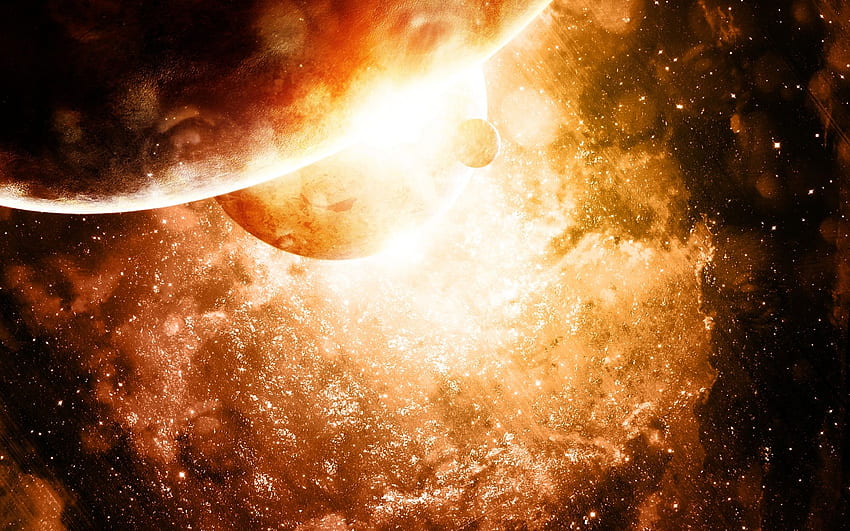 Orange Outer Space Planets (Page 1) HD wallpaper