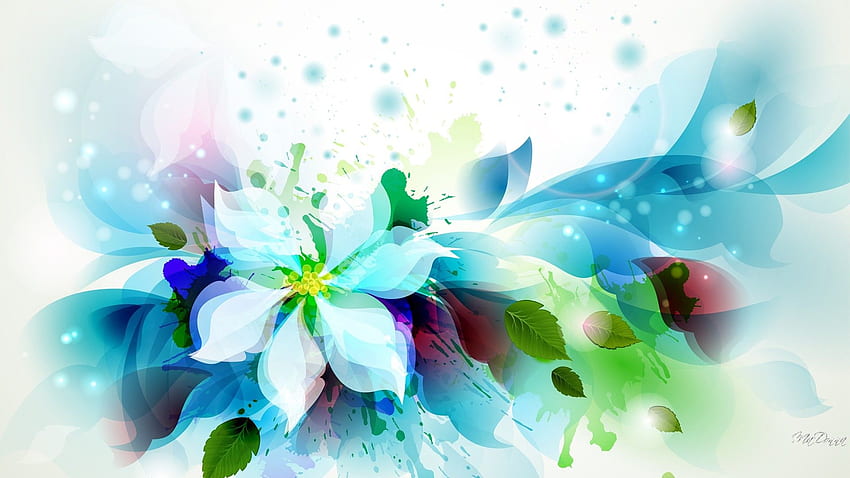 Flowers: Watercolor Splatter Leaf Summer Spring Aqua Flowers Exposed, Abstract Spring Flowers HD wallpaper