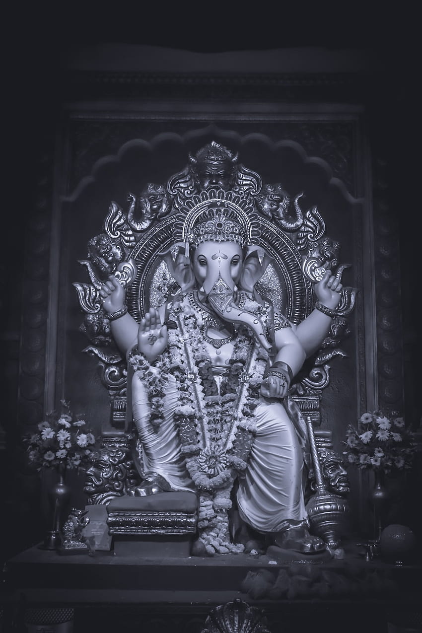 Ganpati, Ganesh noir et blanc Fond d'écran de téléphone HD