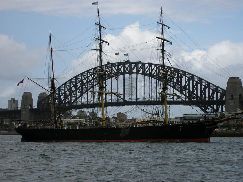 Kapal layar dengan Pelabuhan Sydney, jembatan, pelabuhan, layar, kapal Wallpaper HD