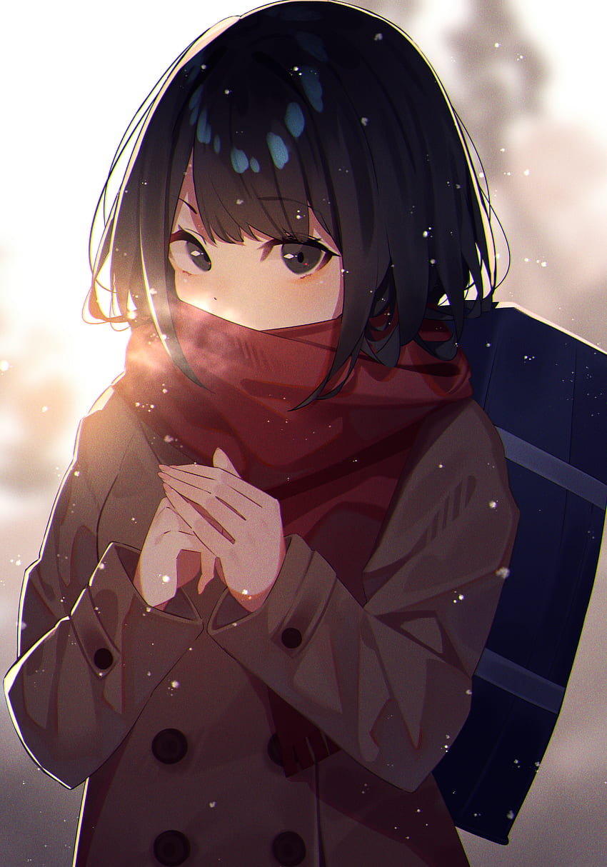 Anime Anime Girls 디지털 아트 아트웍 2D 세로 디스플레이 세로 검은 눈 검은 머리 감기 - 해상도: HD 전화 배경 화면