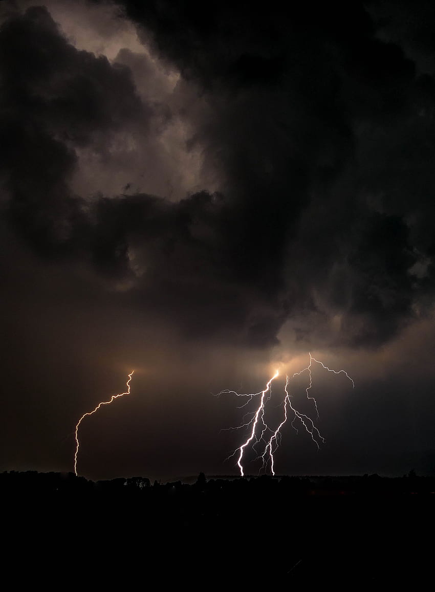 自然, 夜, 雲, 雷, 主に曇り, どんよりした HD電話の壁紙