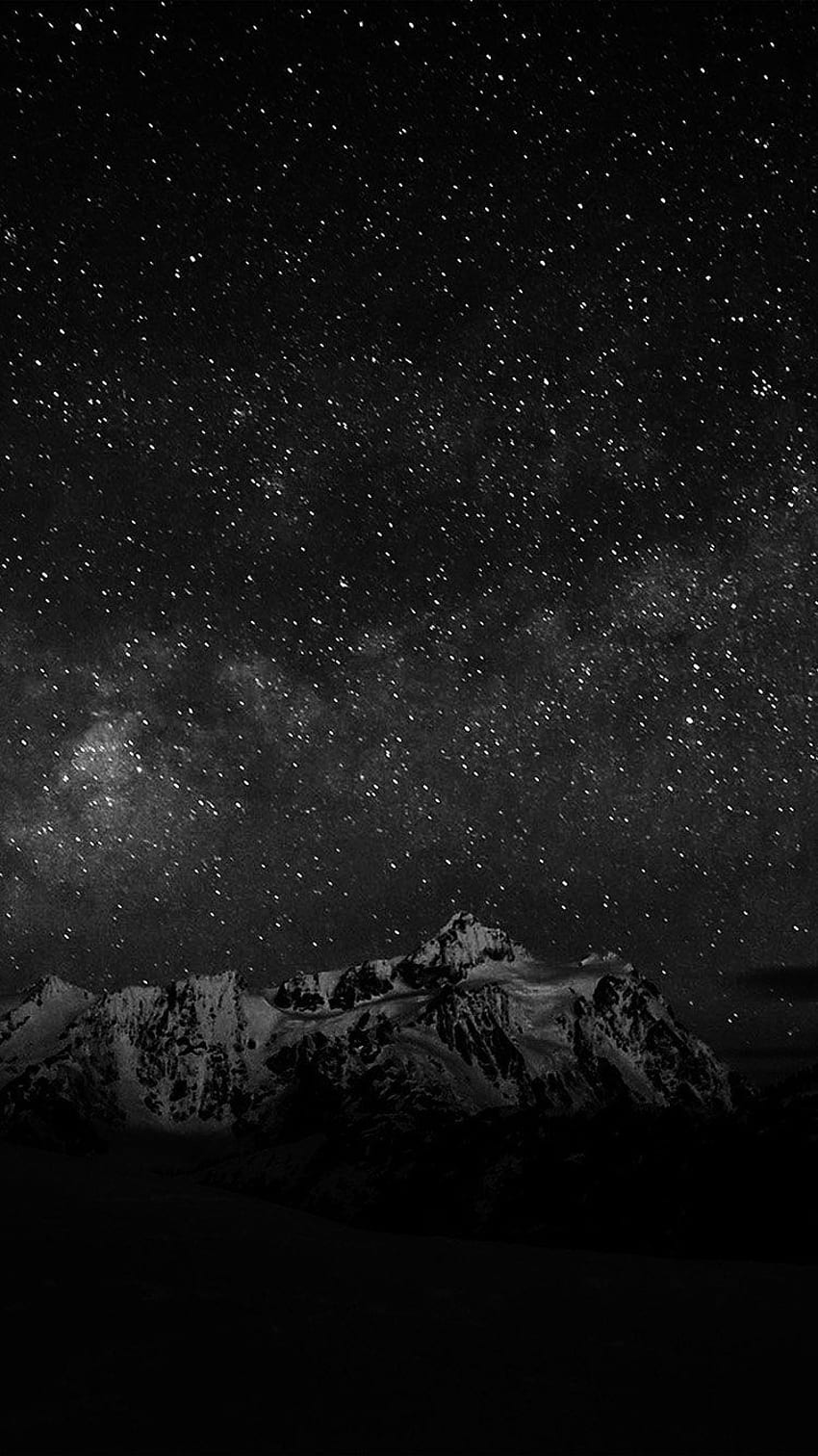 STARRY NIGHT SKY MOUNTAIN NATURE BW DARK IPHONE, Dark Sky Phone HD phone wallpaper