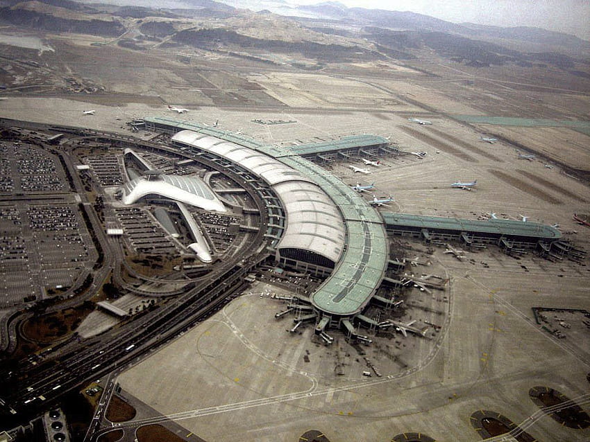 Incheon Airport Aerial View - stock - Public Domain HD wallpaper