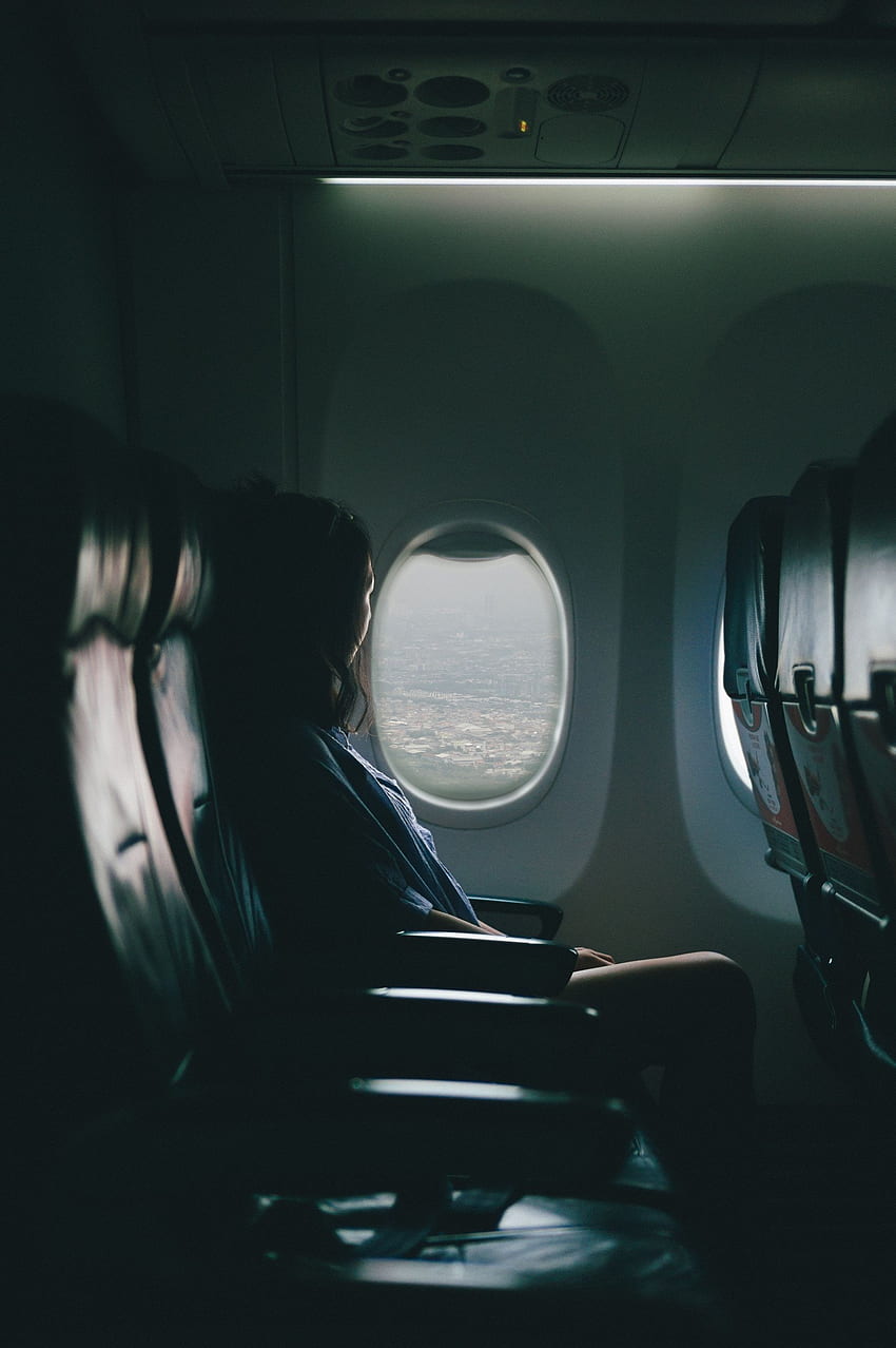 Dark, Journey, Flight, Girl, Porthole, Plane, Airplane HD phone wallpaper