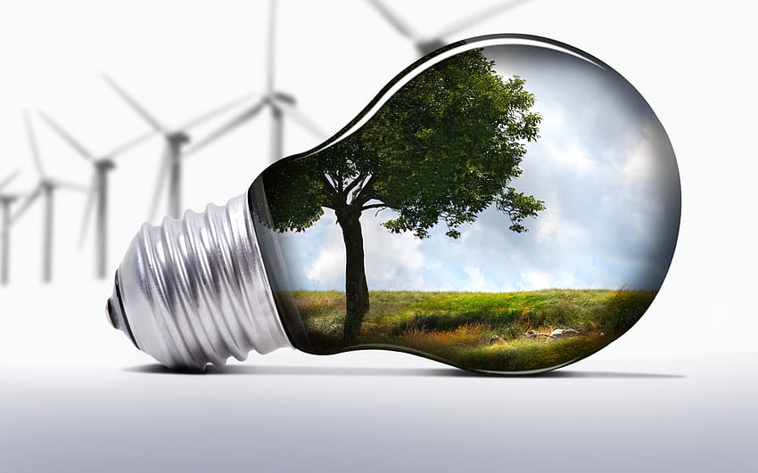 Light Bulb Art . Creative . Solar, Renewable Energy HD wallpaper