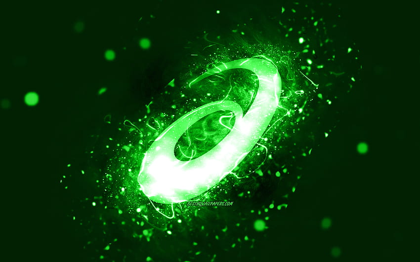 Grünes ASICS-Logo, grüne Neonlichter, kreativer, grüner abstrakter Hintergrund, ASICS-Logo, Modemarken, ASICS HD-Hintergrundbild