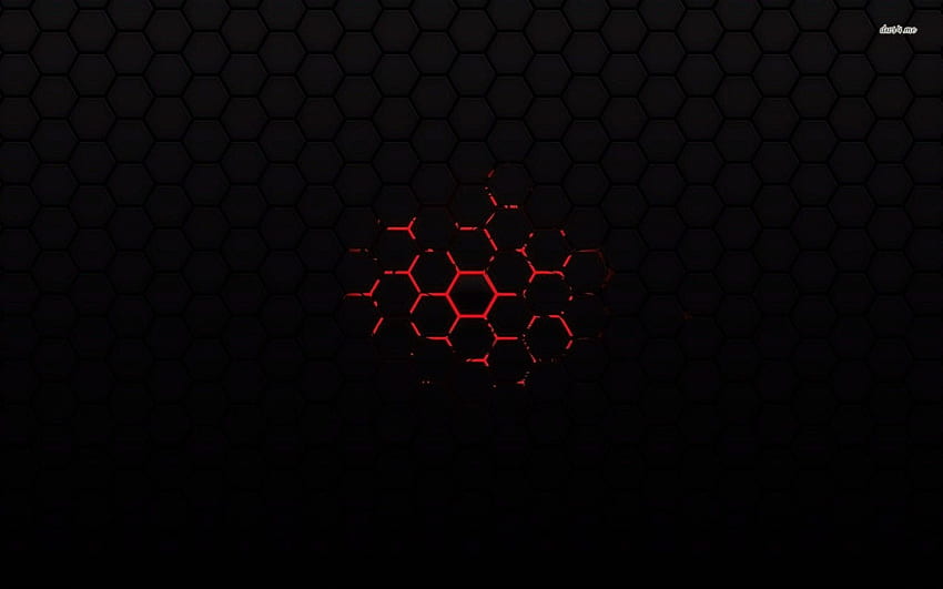 Rot auf schwarzem Wabenmuster - abstrakt HD-Hintergrundbild