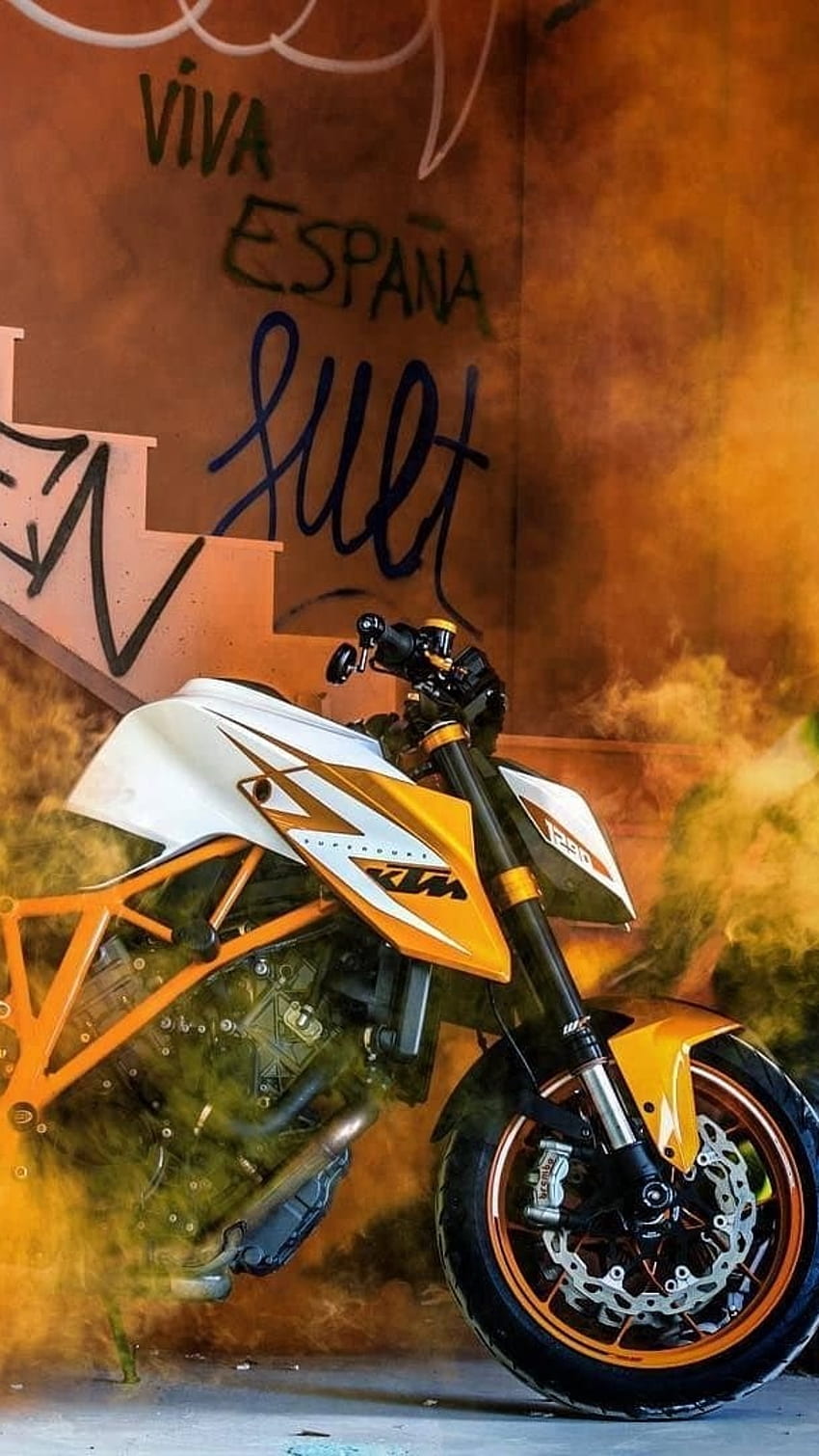 Ktm Bike, Orange Smoke, background HD phone wallpaper | Pxfuel