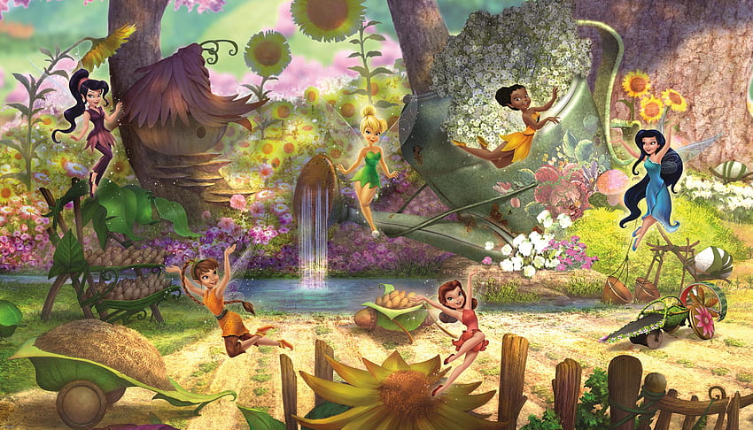 Disney Fairies Pixie Hollow Mural. Murais de parede de tamanho médio. A loja de murais papel de parede HD