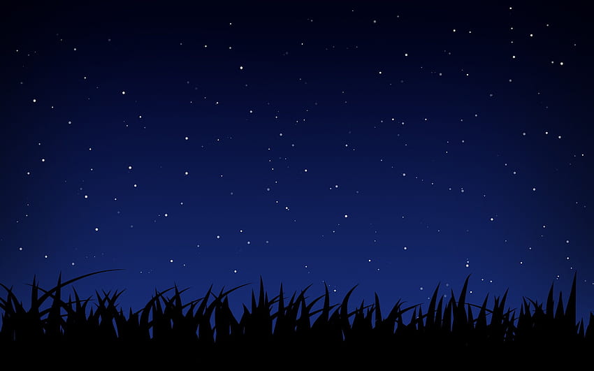 abstract, night, stars, grass, simple, Relaxing Night HD wallpaper