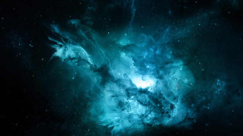 Beautiful Blue Space Starry Sky Dark Background Galaxy Space HD ...