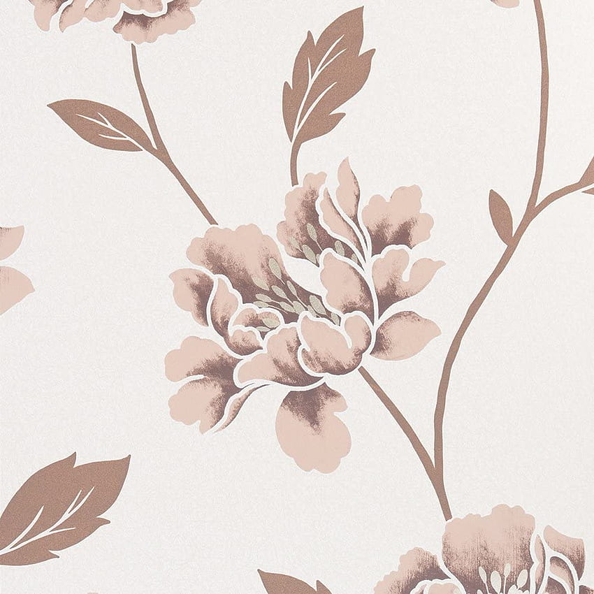Graham & Brown Brown & Cream Textured Floral 32745 Full Roll: .uk: Kitchen & Home HD phone wallpaper
