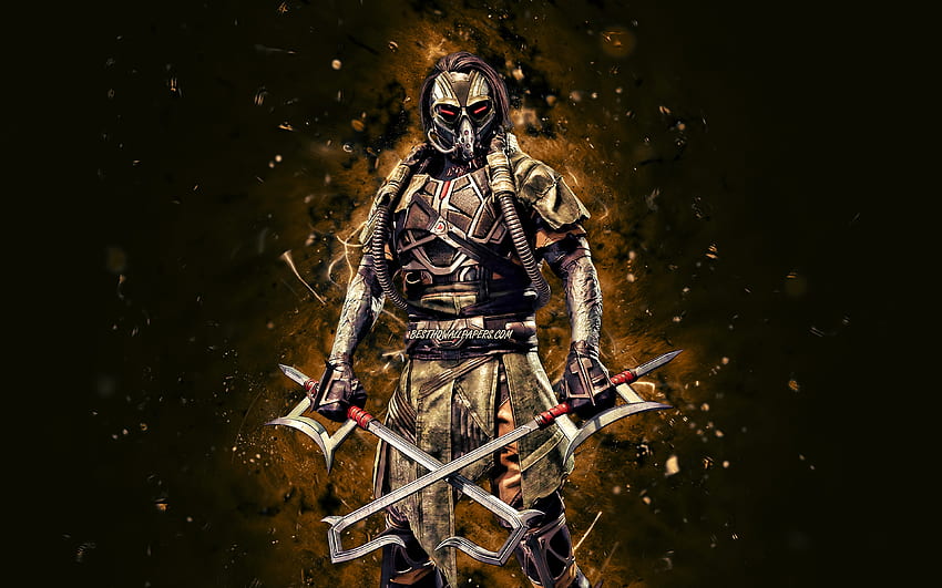 Kabal, , brown neon lights, Mortal Kombat Mobile, fighting games, MK Mobile, creative, Mortal Kombat, Kabal Mortal Kombat HD wallpaper
