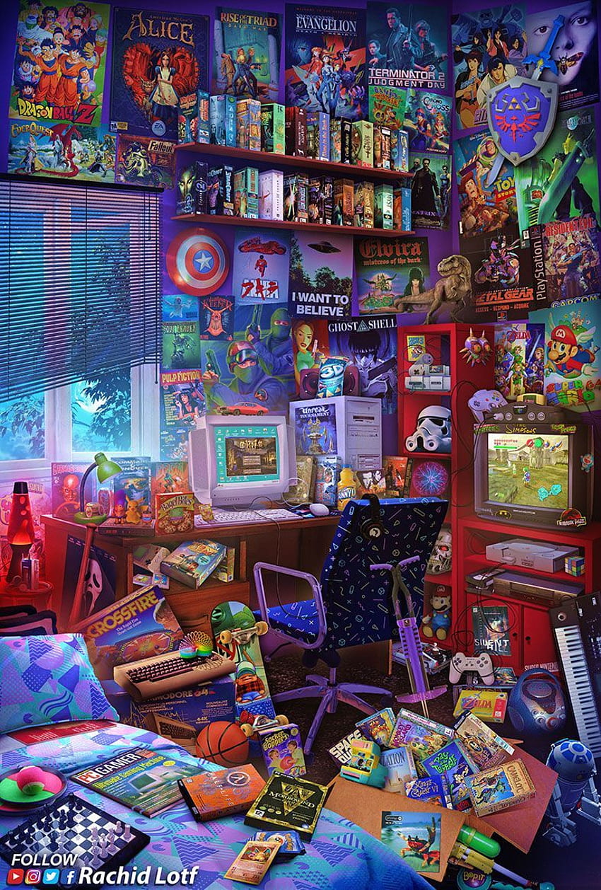 The Ultimate 90s Gaming Room. Retro gaming art, Retro art, Art HD phone wallpaper
