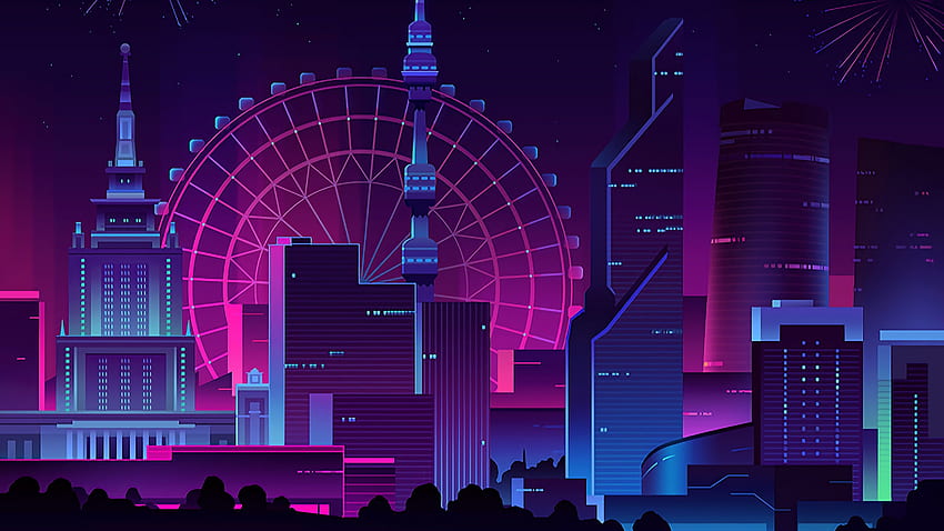 Neon City, Pink Neon City HD wallpaper