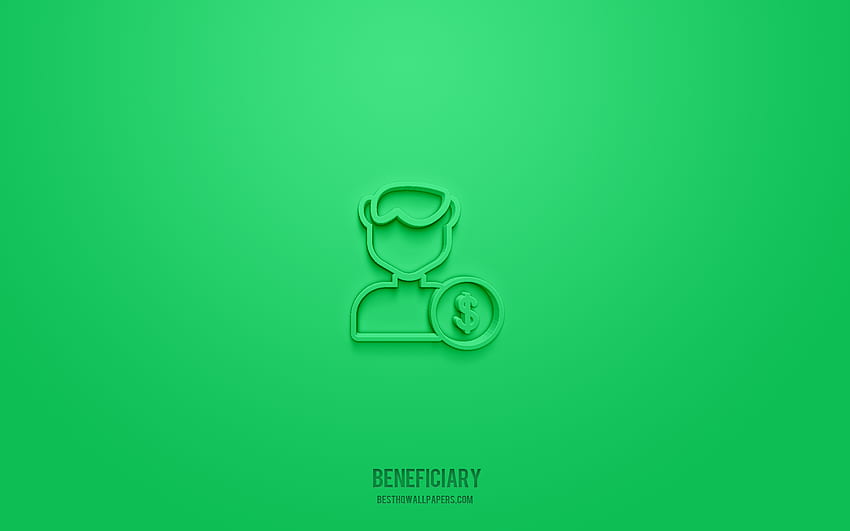 Beneficiary 3d icon, green background, 3d symbols, Beneficiary, business icons, 3d icons, Beneficiary sign, business 3d icons HD wallpaper