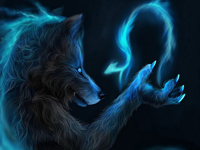 Big Bad Wolf Background. Beautiful Wolf, Red and Blue Wolf HD wallpaper