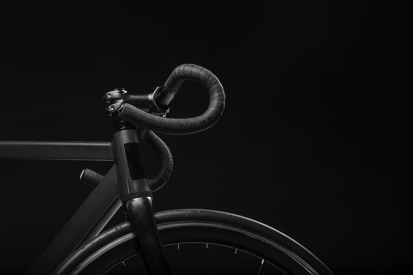 black road bicycle handle with black background – Black on Unsplash, Bike Black and White HD wallpaper