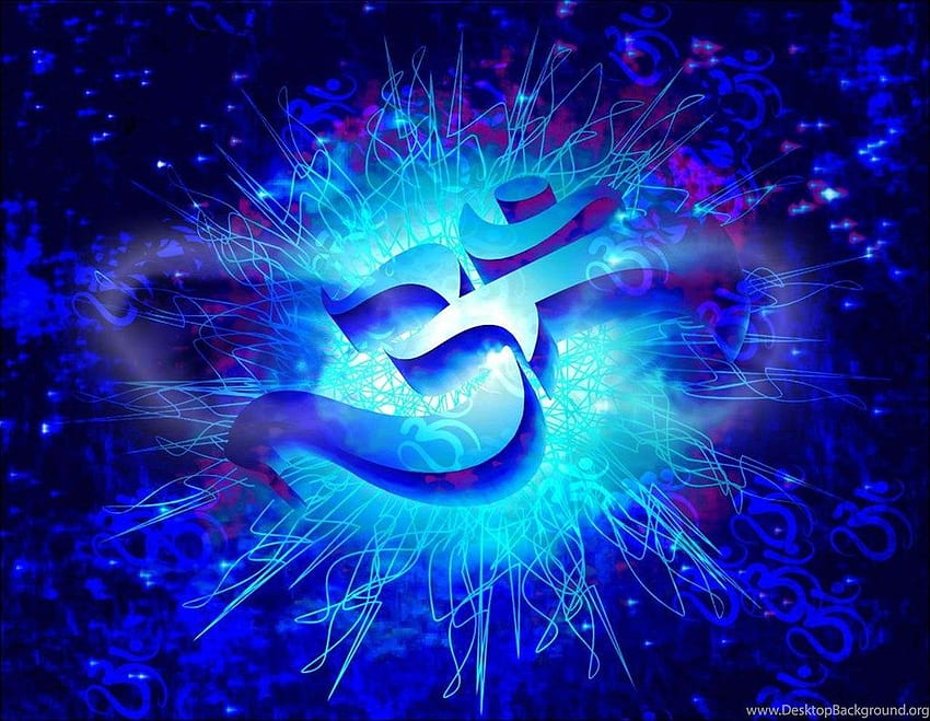 Blauer geistiger Frieden Hintergrund OM, OM Fractal HD-Hintergrundbild