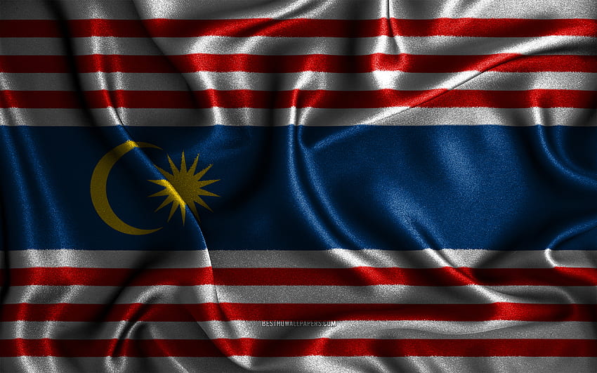 Bandiera di Kuala Lumpur, , bandiere ondulate di seta, stati brasiliani, Giorno di Kuala Lumpur, bandiere in tessuto, Bandiera di Kuala Lumpur, arte 3D, Kuala Lumpur, Asia, Stati della Malesia, bandiera 3D di Kuala Lumpur Sfondo HD