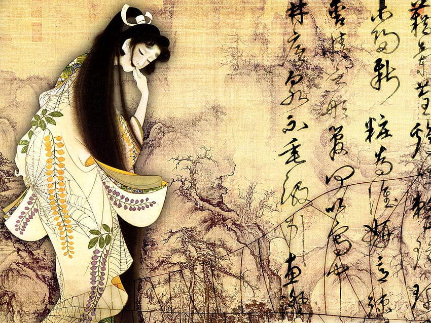 Flamme, Uemura Shoen. Eindrücke. Japanische Malerei, japanische Kunstwerke HD-Hintergrundbild