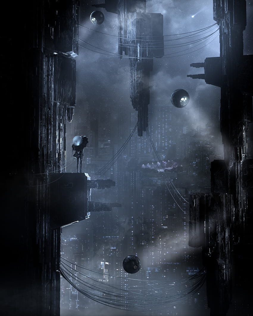 HD wallpaper: cyberpunk, artwork, street, futuristic, dark, science fiction