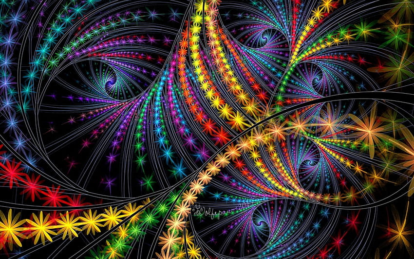 Fractal Fireworks, colors, digital, fractal, art HD wallpaper
