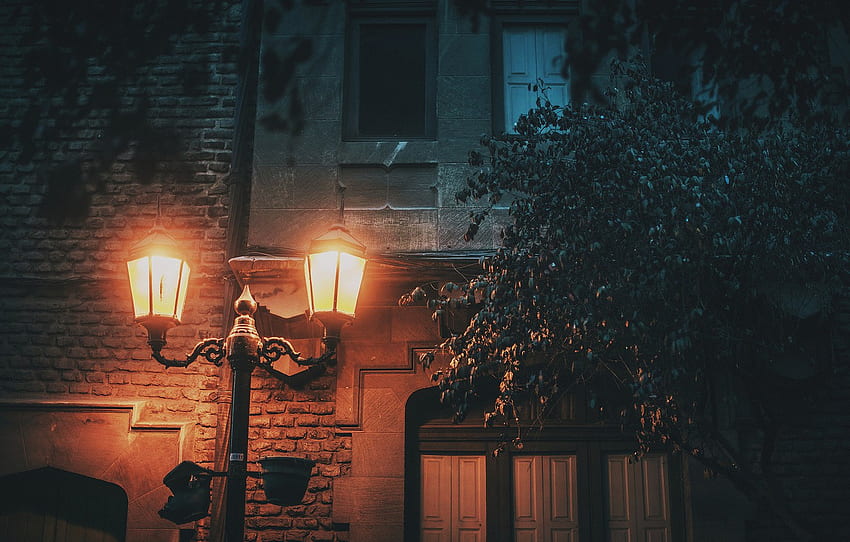 แสง บ้าน ถนน วิวเมือง เสาไฟ ฉากในเมือง สำหรับ หมวด разное วอลล์เปเปอร์ HD