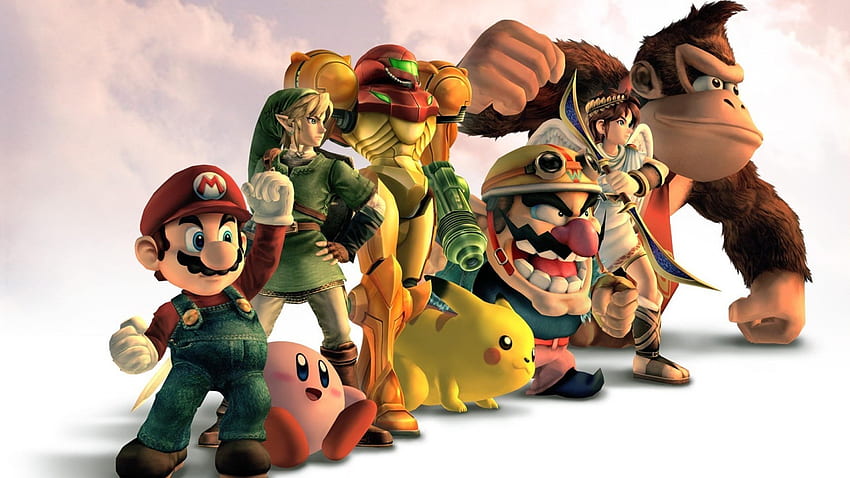 Super Mario, Wario, The Legend Of Zelda, Donkey Kong, gry wideo, Metroid, Samus Aran, Kirby, Pikachu, Link / i mobilne tło Tapeta HD