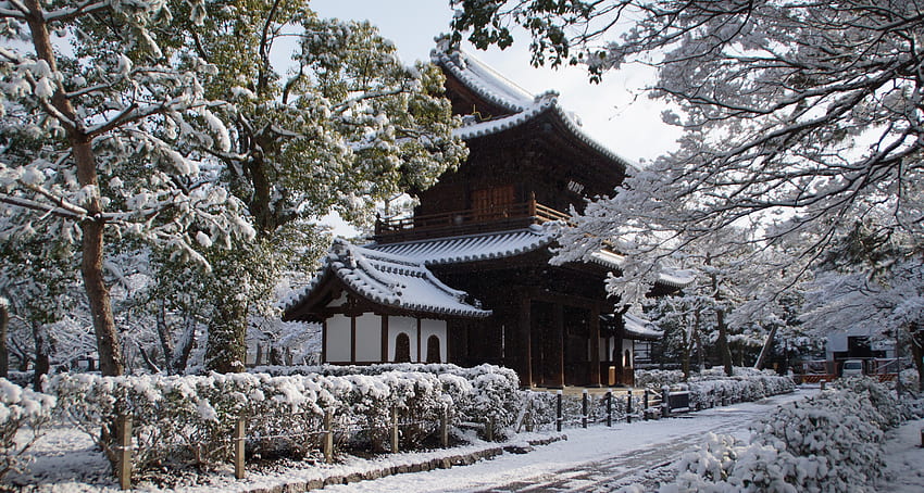 Temple Kennin Ji Kyoto Japon Temple d'hiver Neige - Résolution: Fond d'écran HD