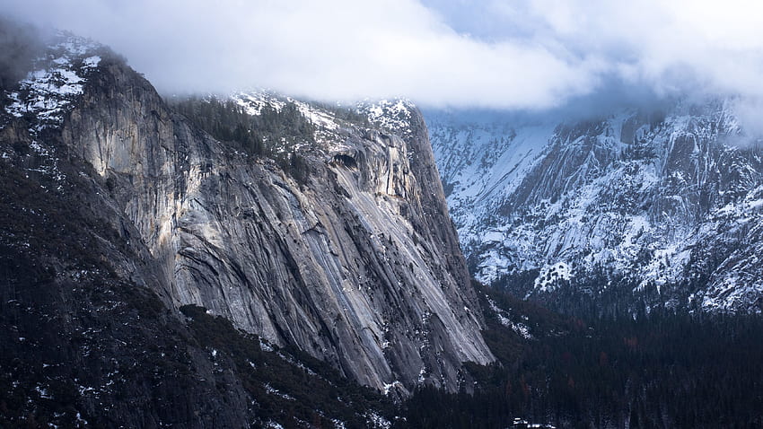 skały, góry, szczyt, szczyt śniegu, skały, góry. Graficzna natura kraju, Wskazówki dotyczące wykresów krajowych, Piękna grafika krajowa, Yosemite Snow Tapeta HD