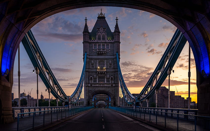 ブリッジ, 市, 夜明け, ロンドン, タワー ブリッジ 高画質の壁紙