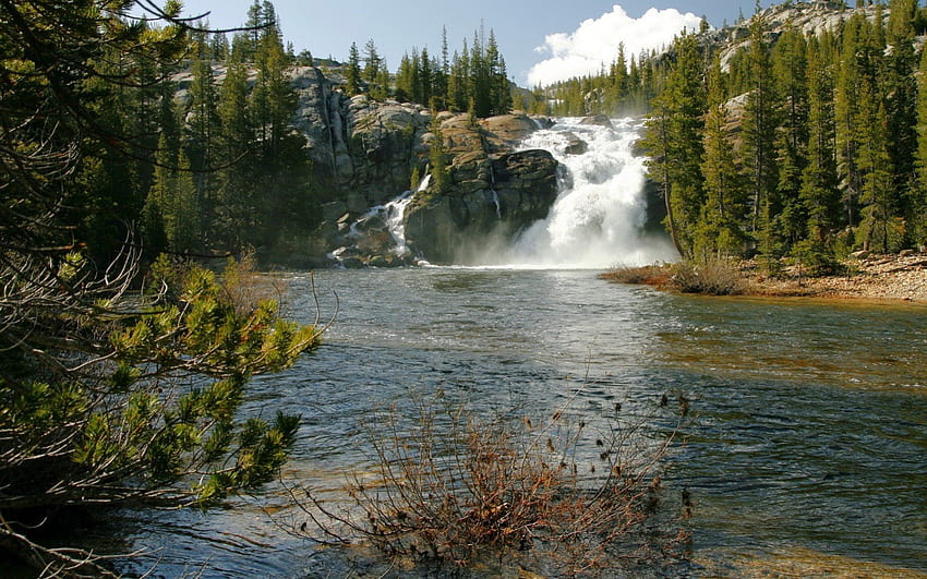 *** California - Yosemite waterfall ***, trees, waterfalls, sky, nature HD wallpaper