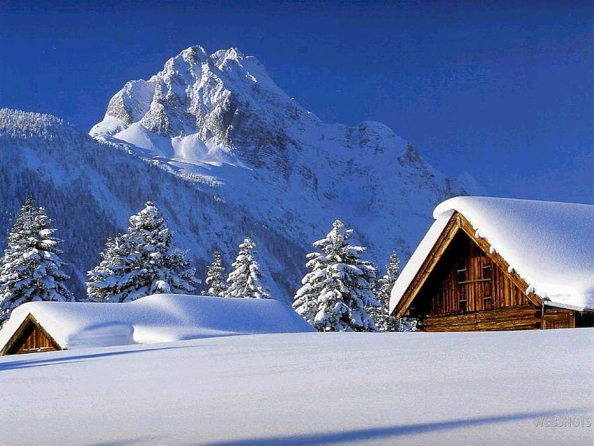 Uwielbiam pomysł bycia zasypanym śniegiem, czytania książek przez cały dzień i siedzenia przy kominku. Śnieg, zimowy kraj, zima Tapeta HD