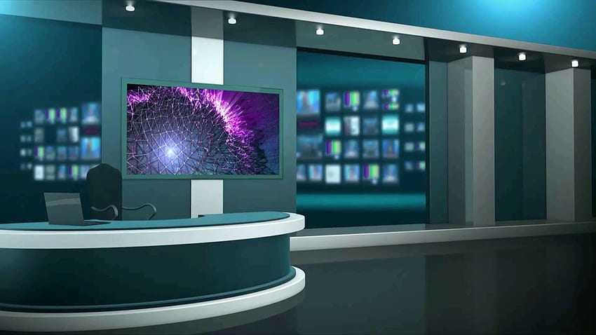 Video su schermo verde dello studio virtuale, animazione di dello studio televisivo Sfondo HD