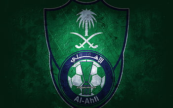 Al Ahli Saudi FC, creative 3D logo, green background, SPL, Saudi ...