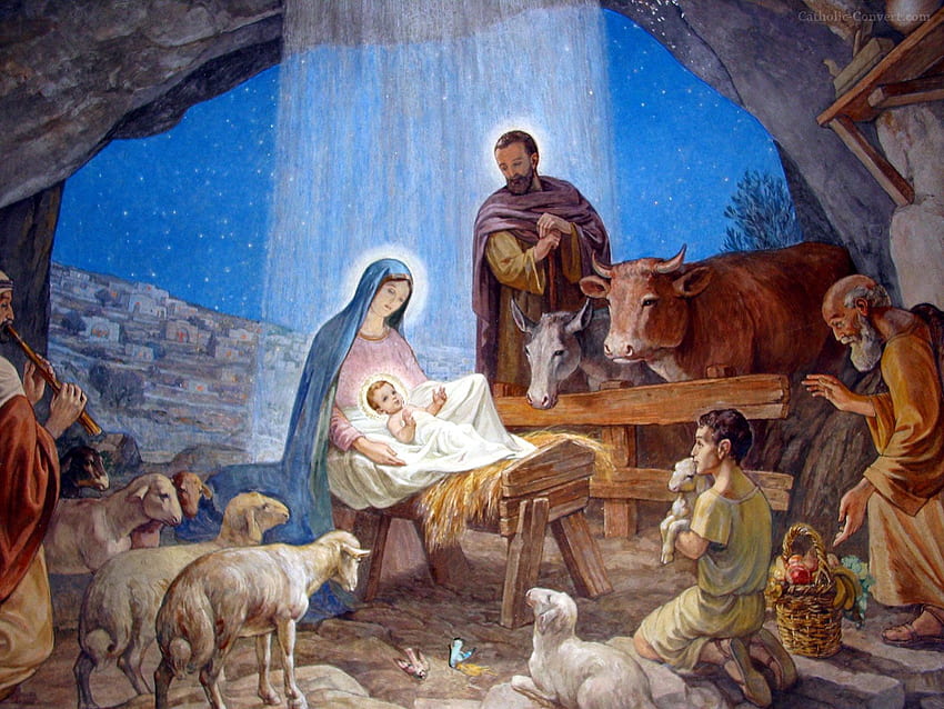 Catholic Christmas Background, Nativity Art HD wallpaper