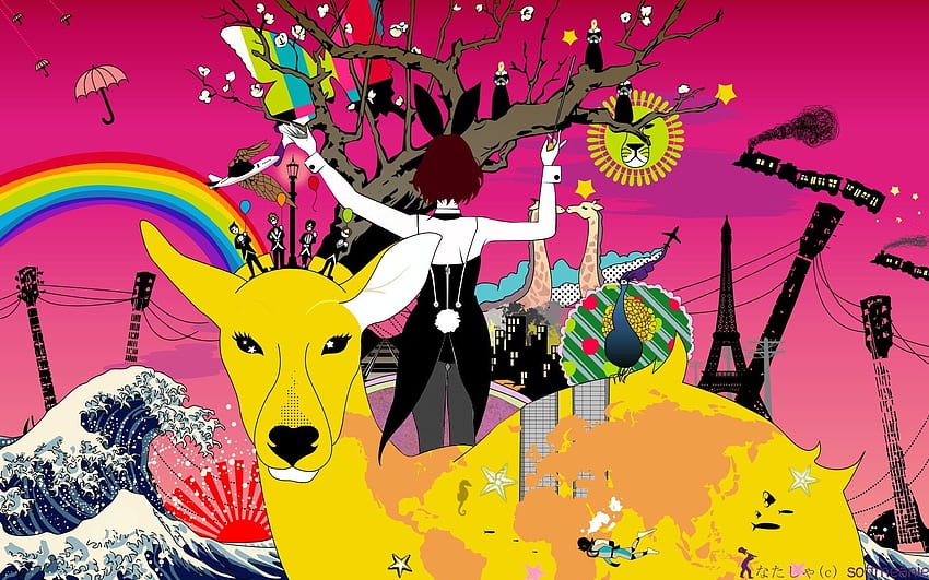 anime, colorido, personagens originais, Asian Kung Fu Generation, capa do álbum papel de parede HD