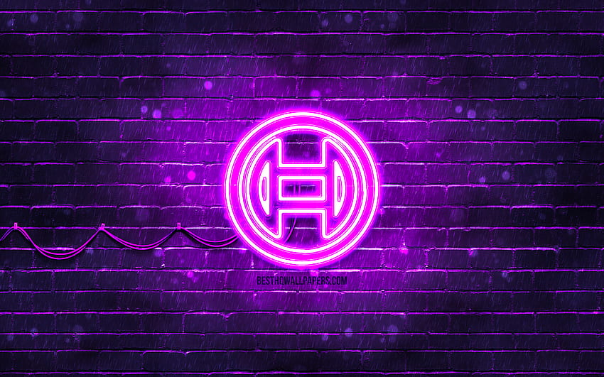 Bosch violet logo, , violet brickwall, Bosch logo, brands, Bosch neon logo, Bosch HD wallpaper
