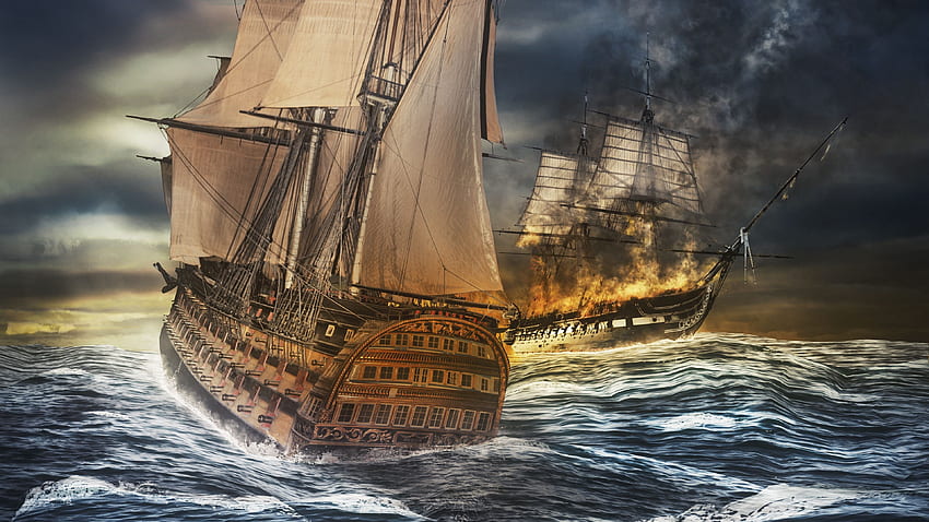 kapal, laut, badai, pertempuran laut, lompat Laut, kapal, Badai Wallpaper HD