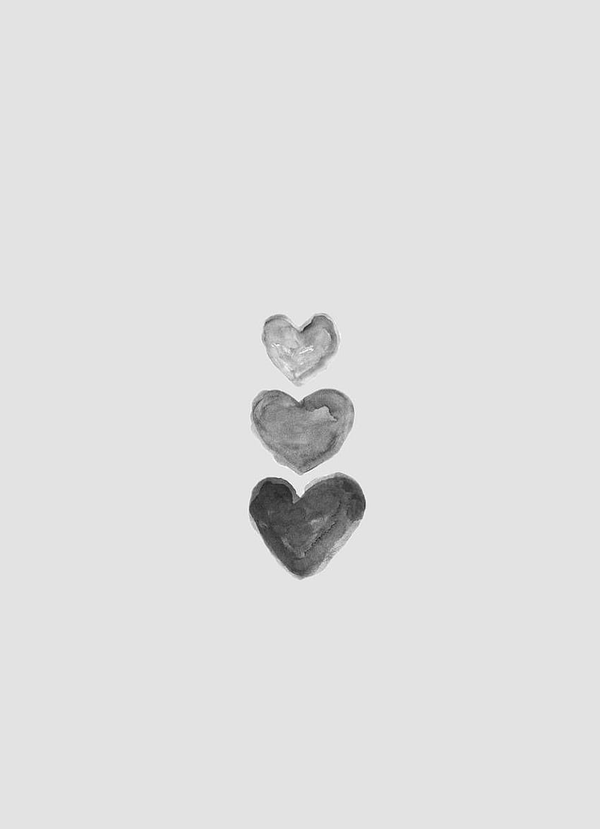 Grey hearts, Heart Minimal HD phone wallpaper