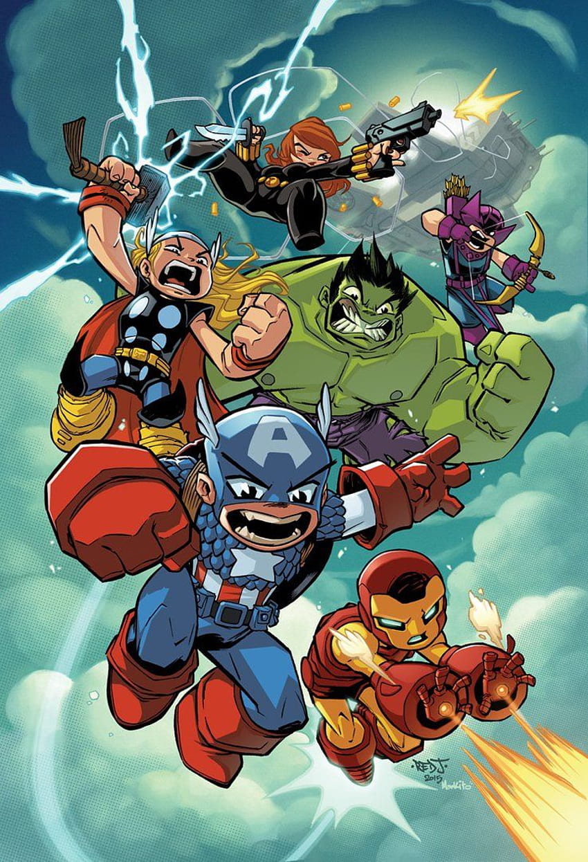 Chibi Kid Avengers By Red J, Avengers Cartoon HD phone wallpaper